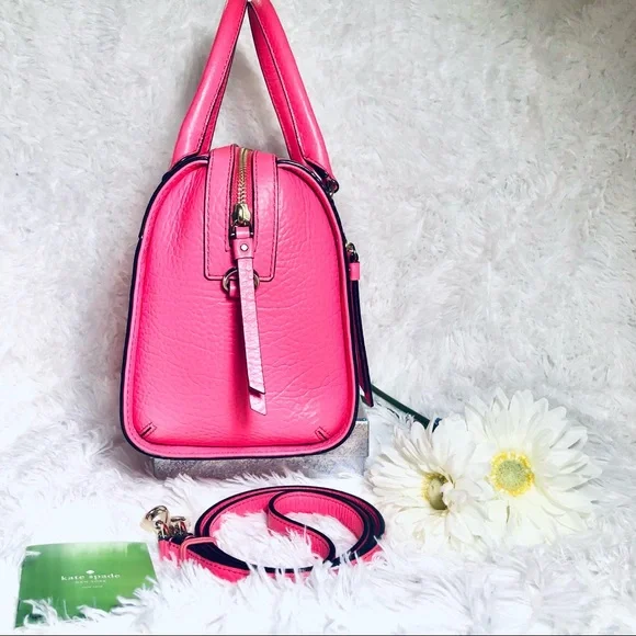 NWOT! Kate Spade | Delaney Perri Lane Bubbles Peony Pink Leather Satchel - Picture 10 of 16